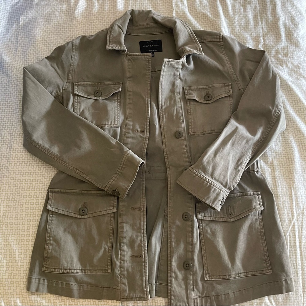 Lucky brand army green cargo coat